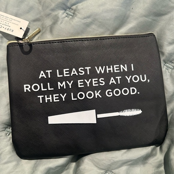 Black Makeup Pouch with Fun Quote - Picture 1 of 4